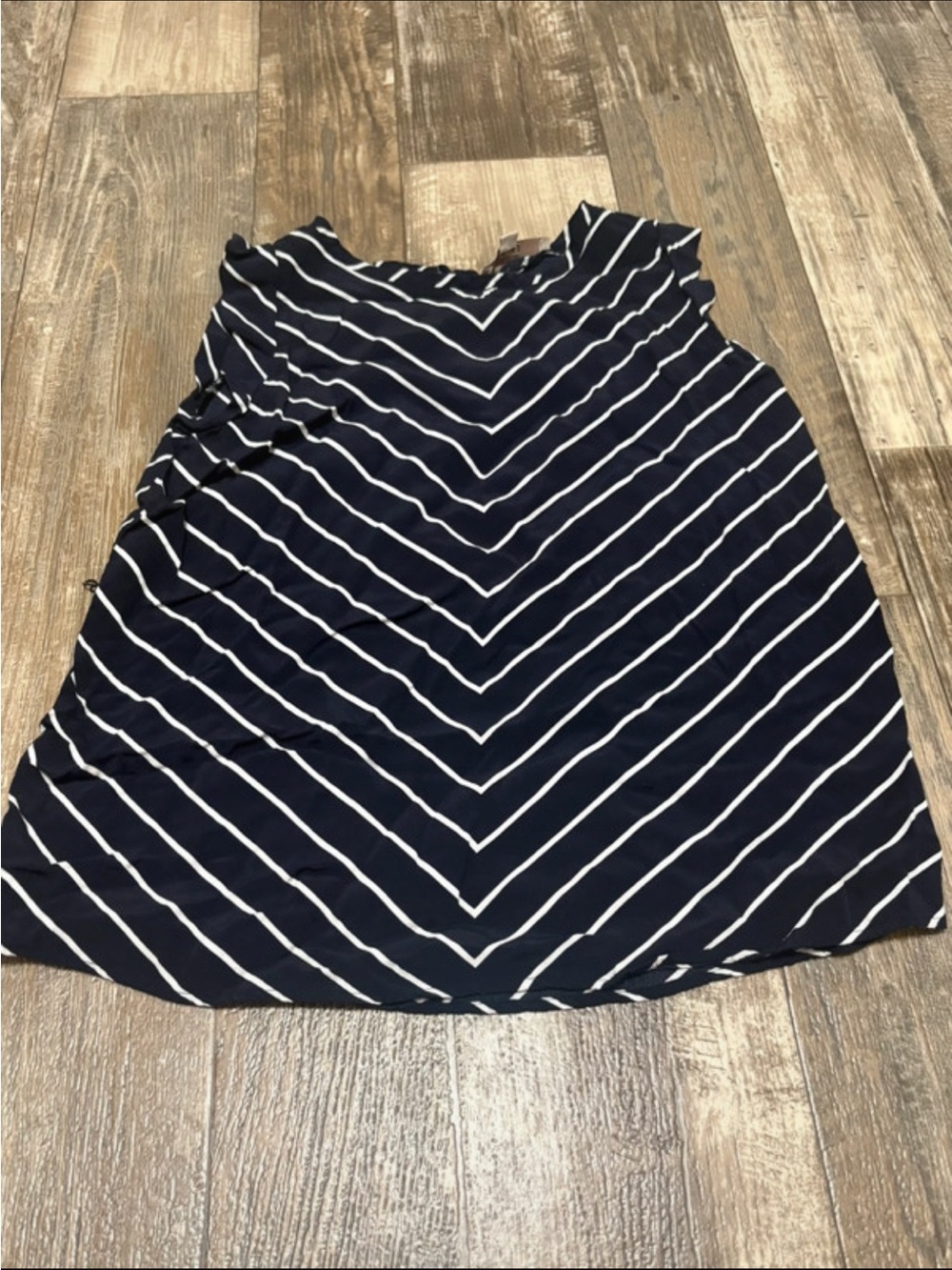LOFT Navy and White Chevron A-Line Skirt